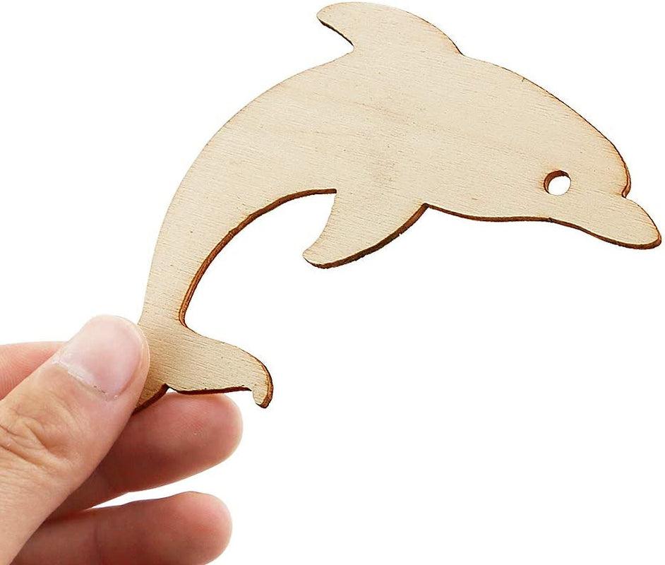 48 Pack Unfinished Wooden Ocean Sea Animal Life Cutouts,Octopus,Shark,Whale,Dolphin,Turtle,Crab,Squid,Seahorse Shapes (6 Pcs/Shape) WoodArtSupply