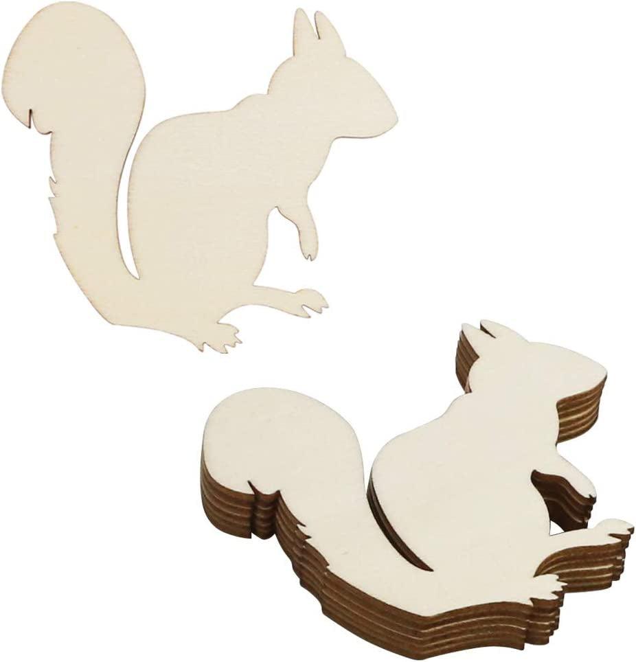 48 Pack Unfinished Wooden Woodland Forest Animal Life Cutouts,Bear,Fox,Elephant,Rabbit,Squirrel,Horse,Rhinoceros,Owl Shapes (6 Pcs/Shape) WoodArtSupply