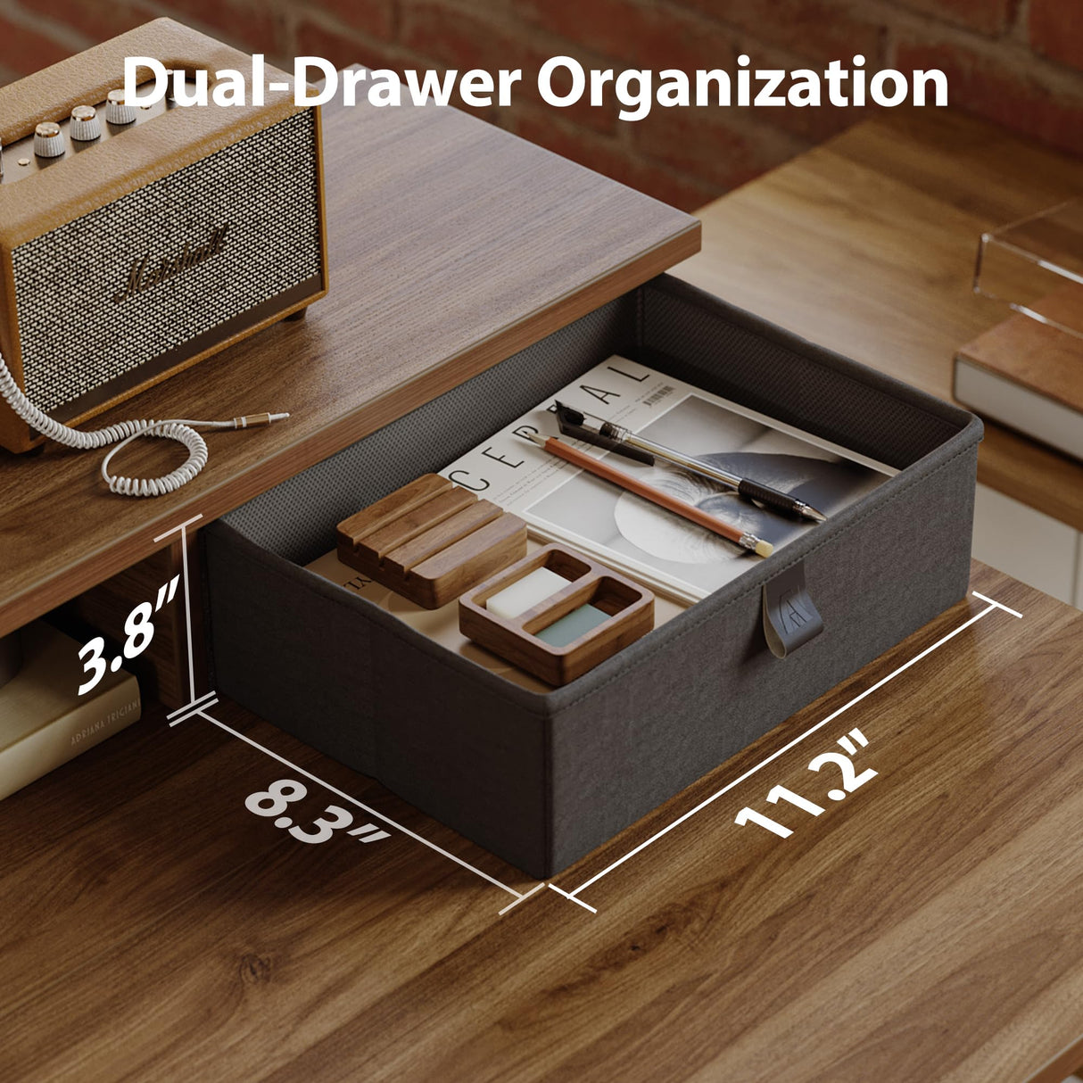48 x 23 Inches Height Adjustable Electric Standing Desk with 2 Drawers, Stand Up Electric Desk Adjustable Height, Sit Stand Computer Gaming Table with Splice Board, Dark Walnut Agilestic