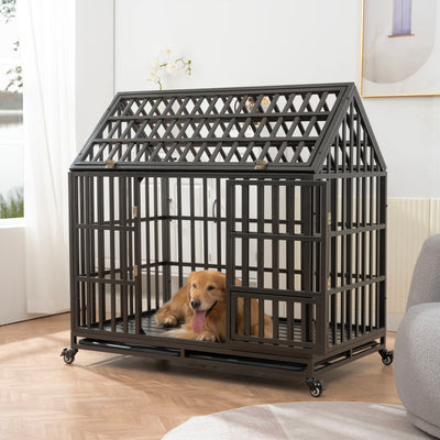 Heavy Duty Dog Crate Lockable Wheels