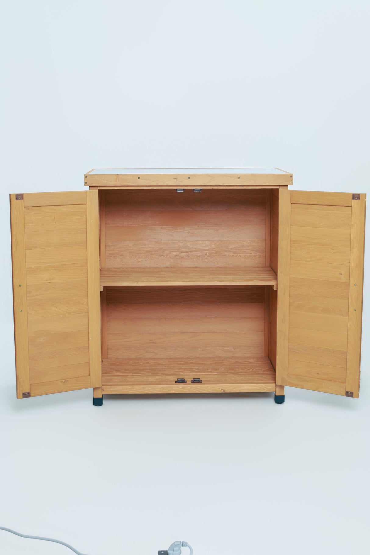 Potting Bench with Storage Cabinet and Metal Table Top for Outdoor Patio