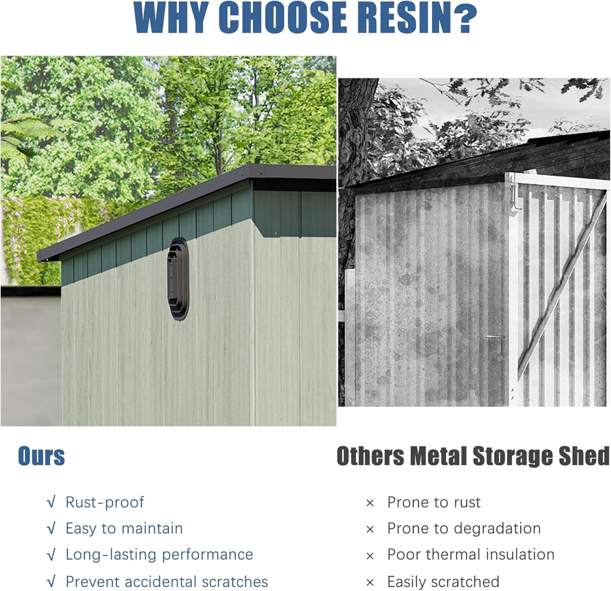 6x8FT Outdoor Resin Storage Shed with Transparent Windows & Louvered Vents