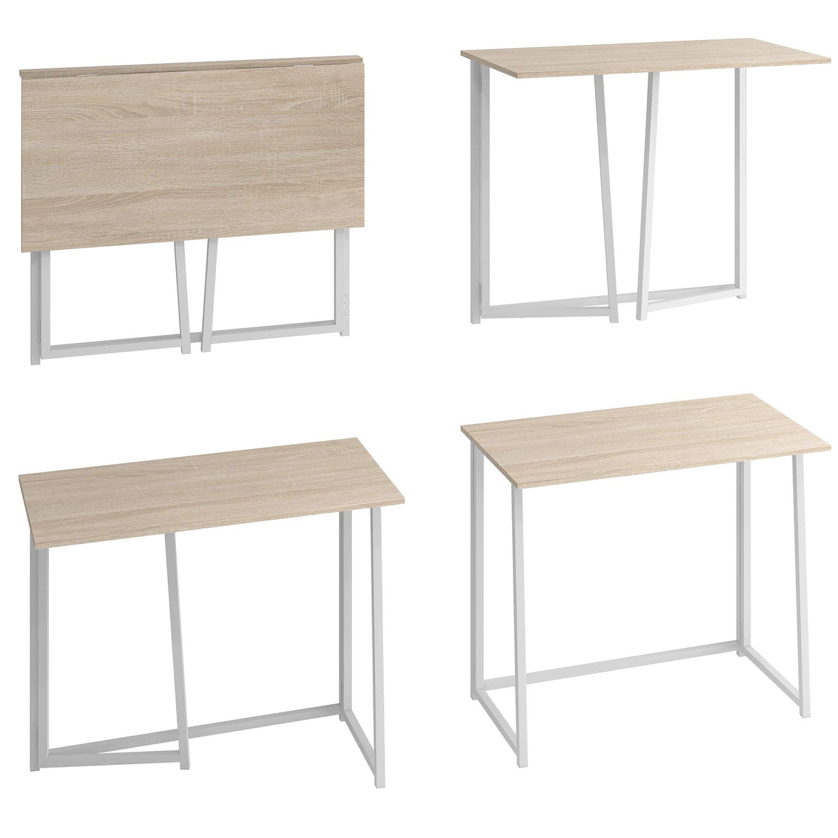 4NM 31.5" Folding Desk, Simple Assembly Computer Desk Study Writing Table for Small Space Offices/Home - Natural and White 4NM