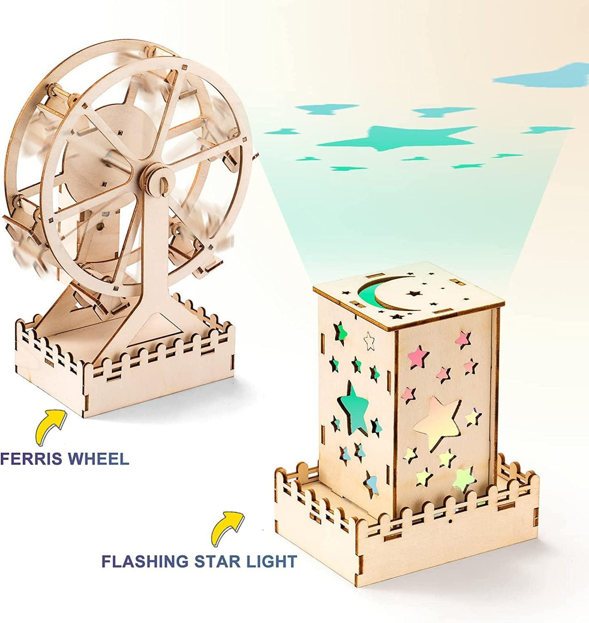 5-in-1 Wooden STEM Craft Kit for Kids Ages 8-12 - DIY Amusement Park Projects WoodArtSupply