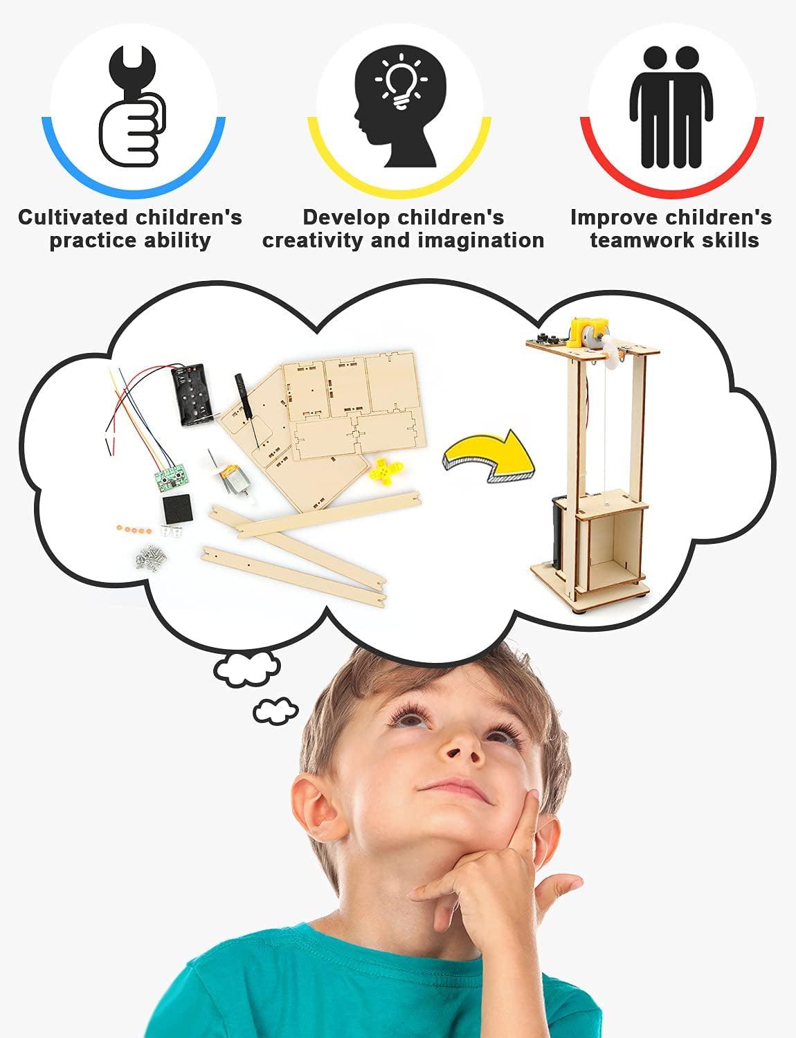 5 Set STEM Kit, Wooden Building Kits, Assembly 3D Puzzles, Educational DIY Toys, Science Experiment Projects WoodArtSupply