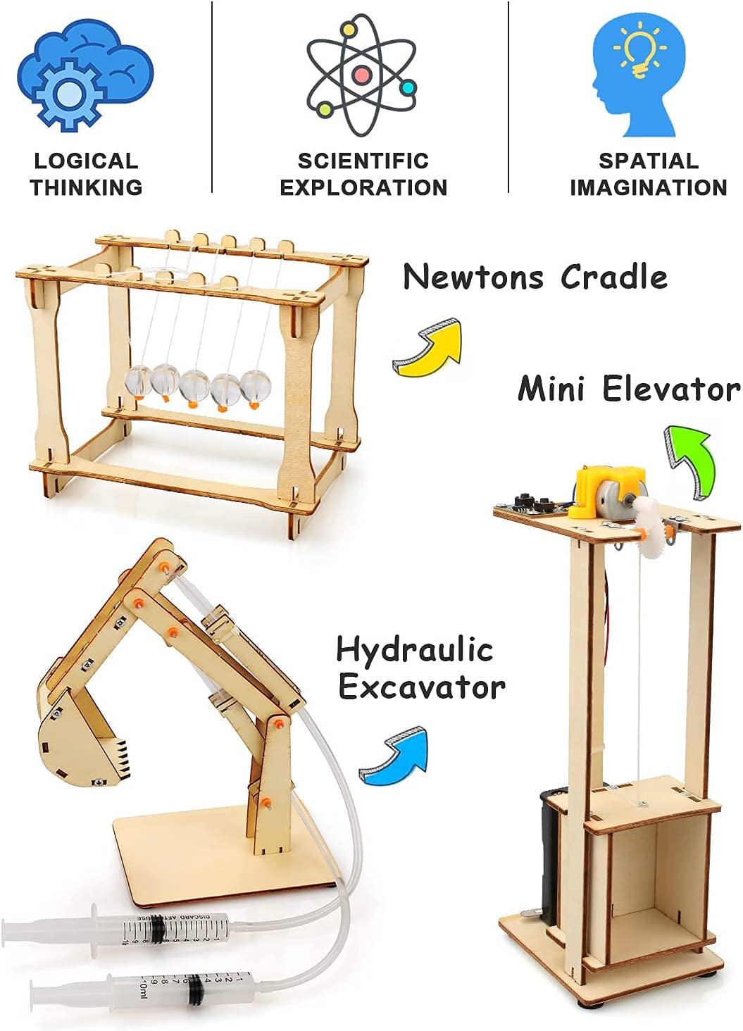 5 Set STEM Kit, Wooden Building Kits, Assembly 3D Puzzles, Educational DIY Toys, Science Experiment Projects WoodArtSupply