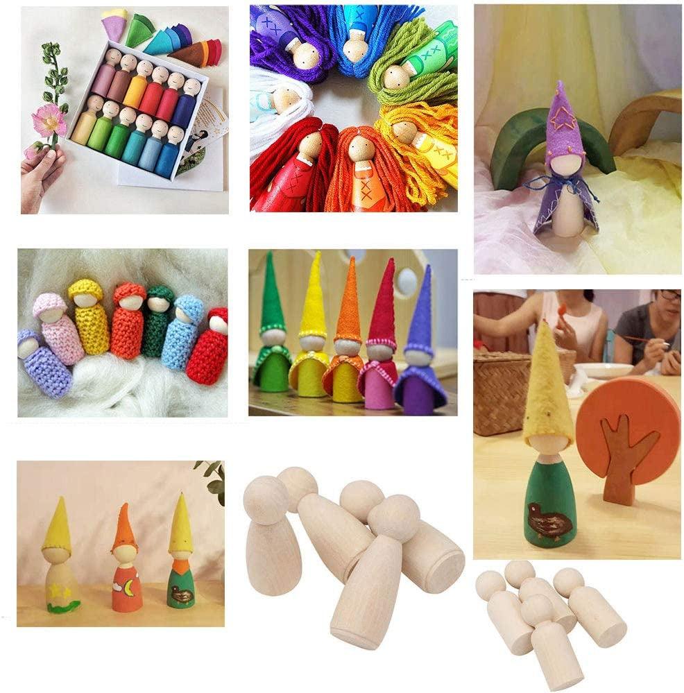 50 Pack Unfinished Wooden Peg Dolls, Peg People, Doll Bodies, Wooden Figures, Decorative Peg Doll People for Kids DIY WoodArtSupply