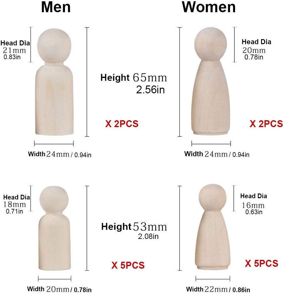 50 Pack Unfinished Wooden Peg Dolls, Peg People, Doll Bodies, Wooden Figures, Decorative Peg Doll People for Kids DIY WoodArtSupply