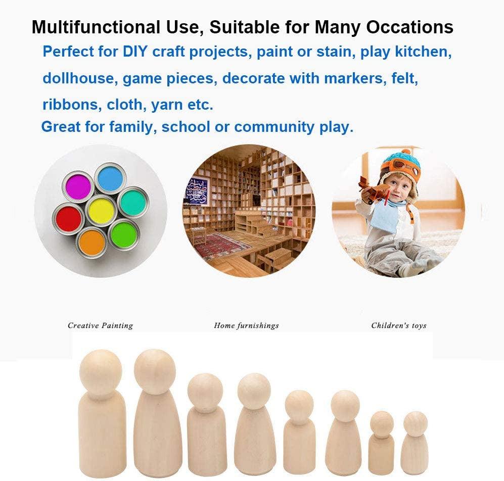 50 Pack Unfinished Wooden Peg Dolls, Peg People, Doll Bodies, Wooden Figures, Decorative Peg Doll People for Kids DIY WoodArtSupply