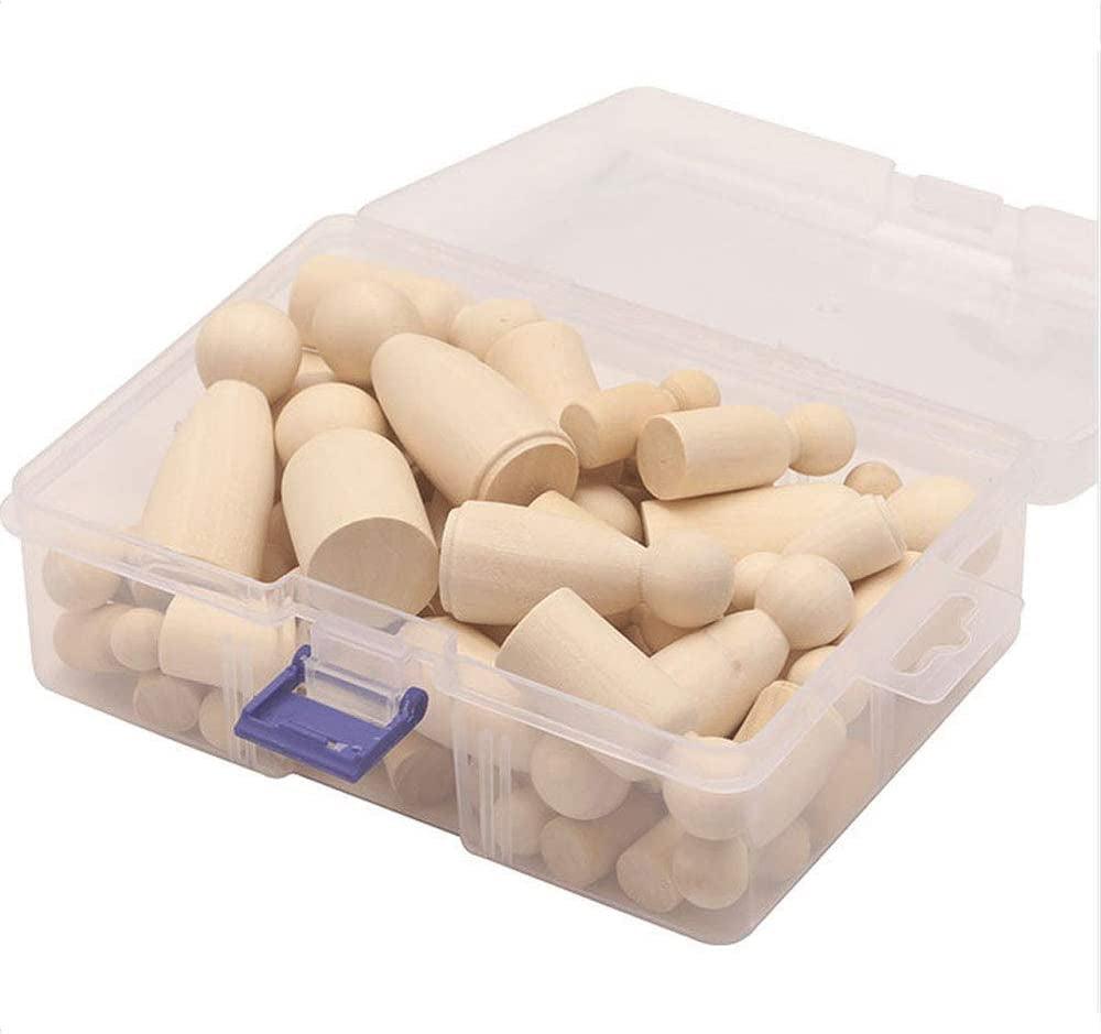 50 Pack Unfinished Wooden Peg Dolls, Peg People, Doll Bodies, Wooden Figures, Decorative Peg Doll People for Kids DIY WoodArtSupply