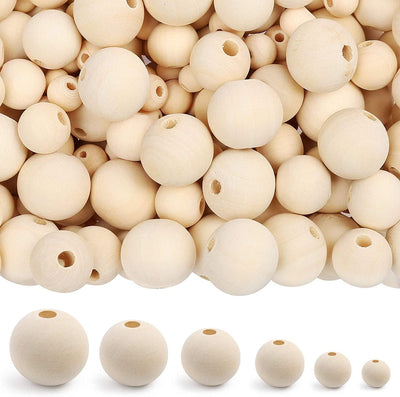 500Pcs Wooden Beads 6 Sizes Unfinished Natural Wood Crafts round Predrilled Balls Jewelry 8Mm 10Mm 12Mm 14Mm 16Mm 18Mm