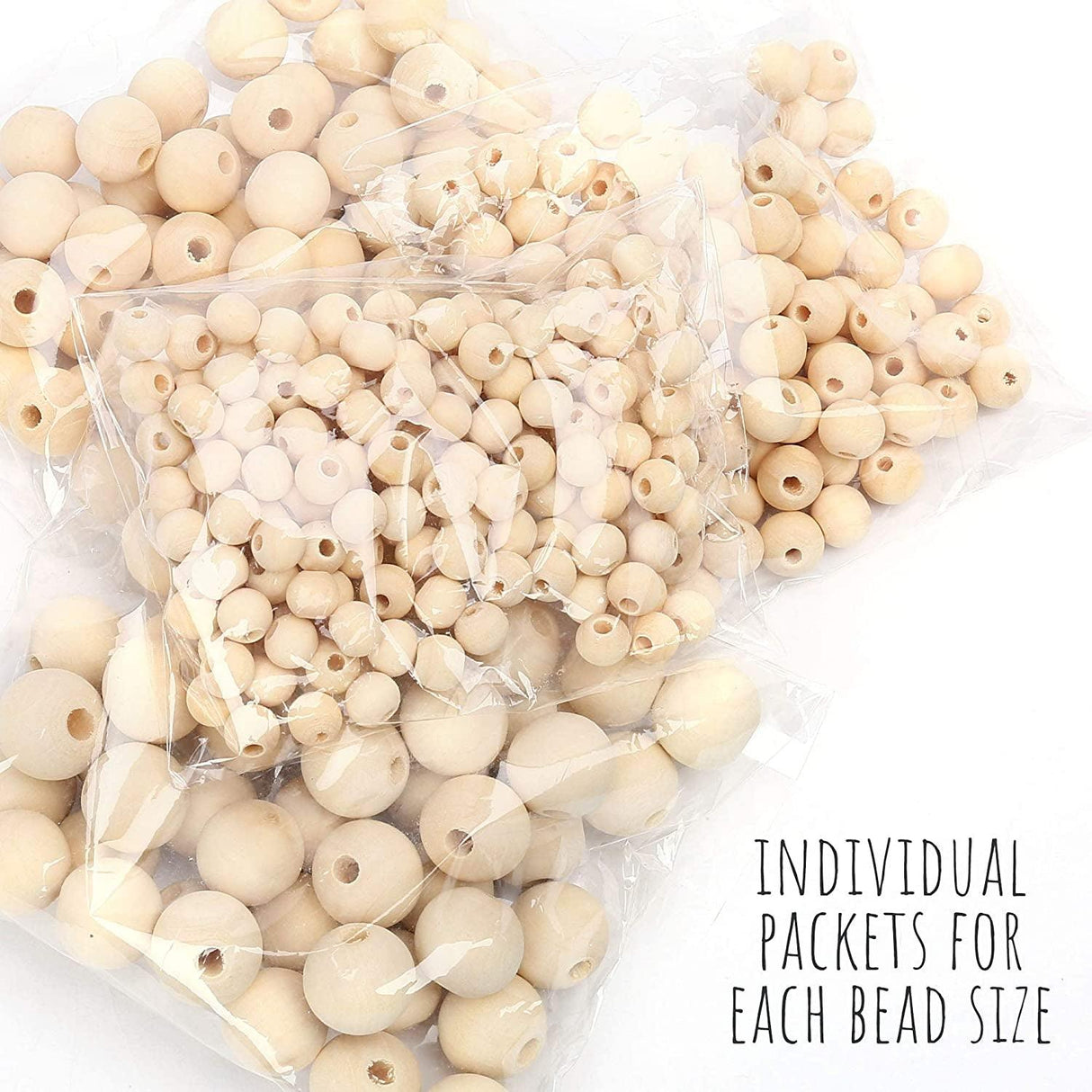 500Pcs Wooden Beads 6 Sizes Unfinished Natural Wood Crafts round Predrilled Balls Jewelry 8Mm 10Mm 12Mm 14Mm 16Mm 18Mm WoodArtSupply