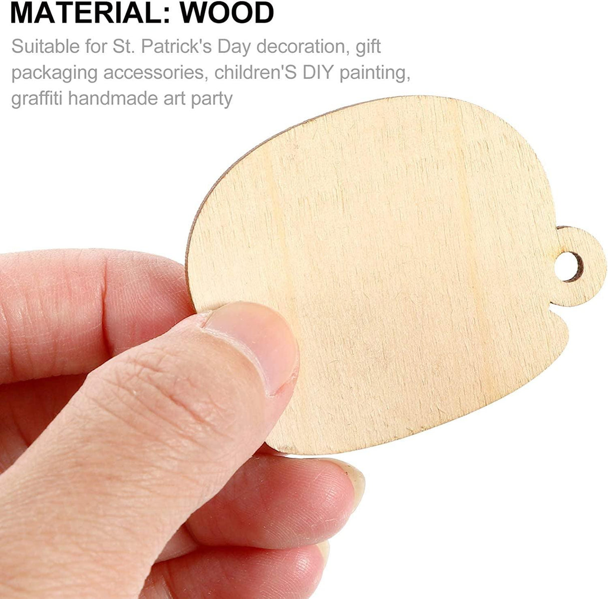 50Pcs St. Patricks Day Unfinished Wooden Blank Wooden Shamrock Horseshoe Rainbow Wood Cutouts WoodArtSupply