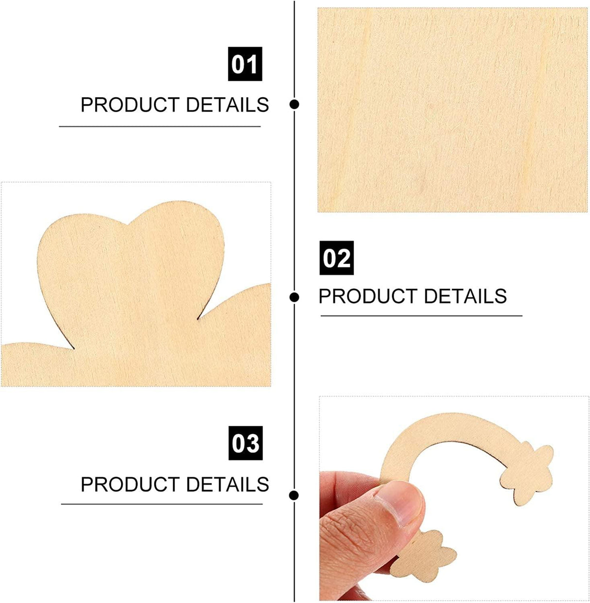 50Pcs St. Patricks Day Unfinished Wooden Blank Wooden Shamrock Horseshoe Rainbow Wood Cutouts WoodArtSupply