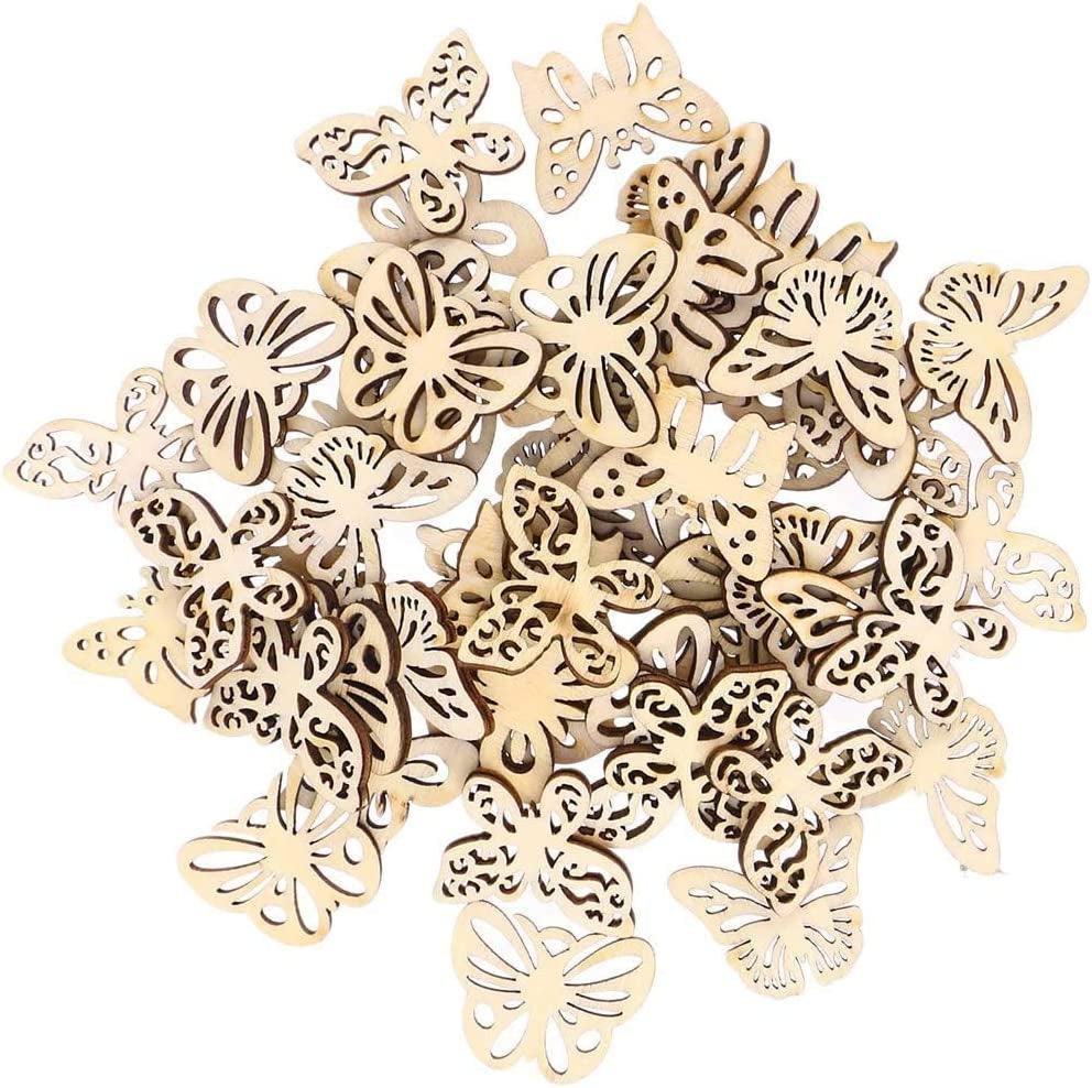 100Pcs Wood Crafts Flowers for Wooden Slices Embellishments Butterflies  Butterfly Tiny Bird