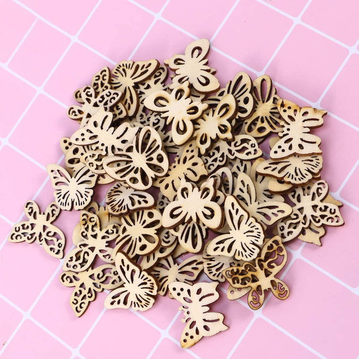 50Pcs Wood Discs Slices Butterfly Shape Unfinished Wooden Cutouts Craft DIY Decoration WoodArtSupply
