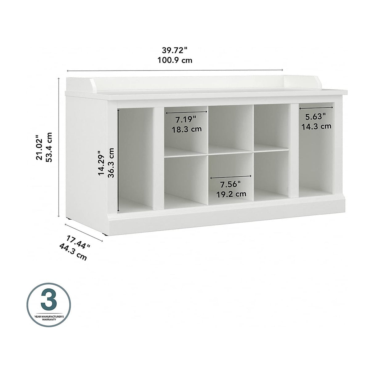 kathy ireland Home by Bush Furniture kathy ireland Home by Bush Furniture Woodland Shoe Storage Bench with Shelves, 40-inch, White Ash (WDS240WAS-03) Bush Business Furniture