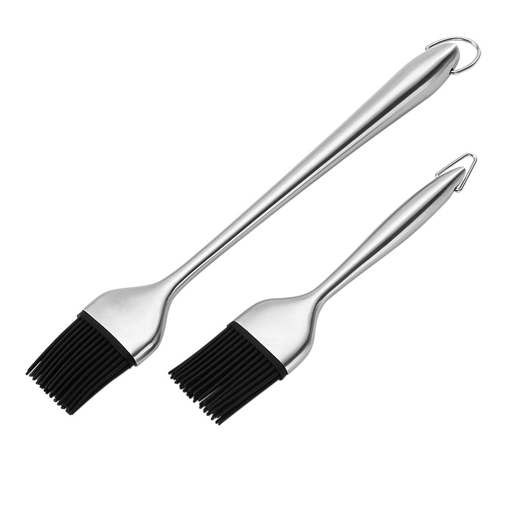 HQY 2 Pack Heavy-duty BBQ Basting Brush,12 Inch & 7 Inch-Great For BBQ Meat,Cakes And Pastries HQY
