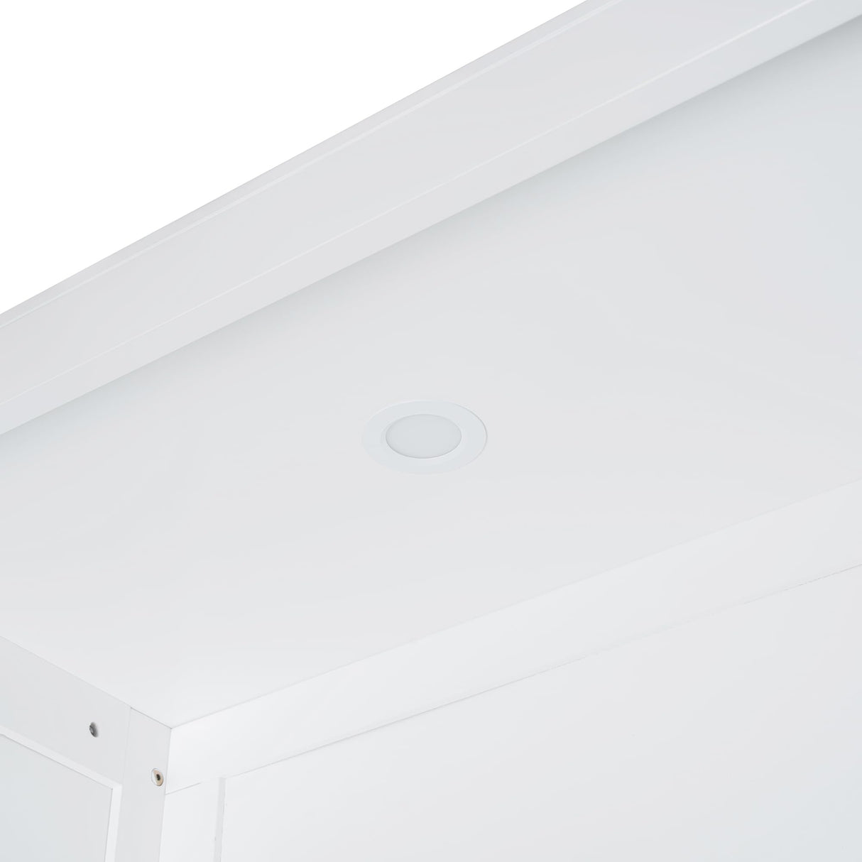 Merax Full Size Murphy Bed with Wardrobe, Murphy Bed Cabinet with Storage Shelves and LED Lights, No Box Spring Needed, White Merax