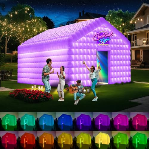 CZGBRO Large Inflatable Nightclub with Light, 20X16.5X12FT White Disco Cube Gazebo Event House Portable Inflatable Party Tent for Birthday, Wedding, School Events, Backyard Party, Rental Business CZGBRO