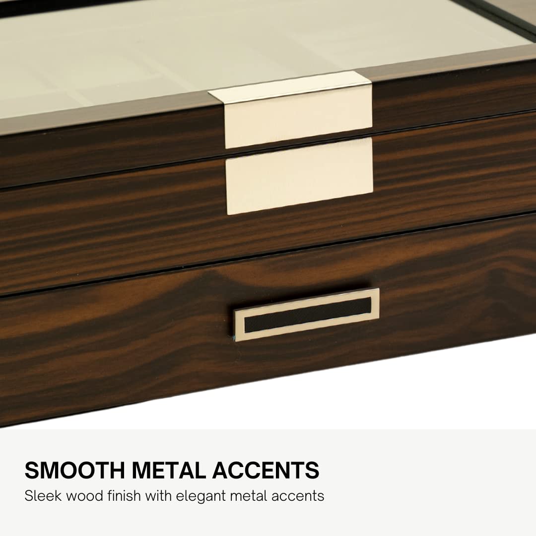 Decorebay Executive Unisex Black Wood Valet sunglasses and Jewelry Box Storage (SuperStar 2) Decorebay