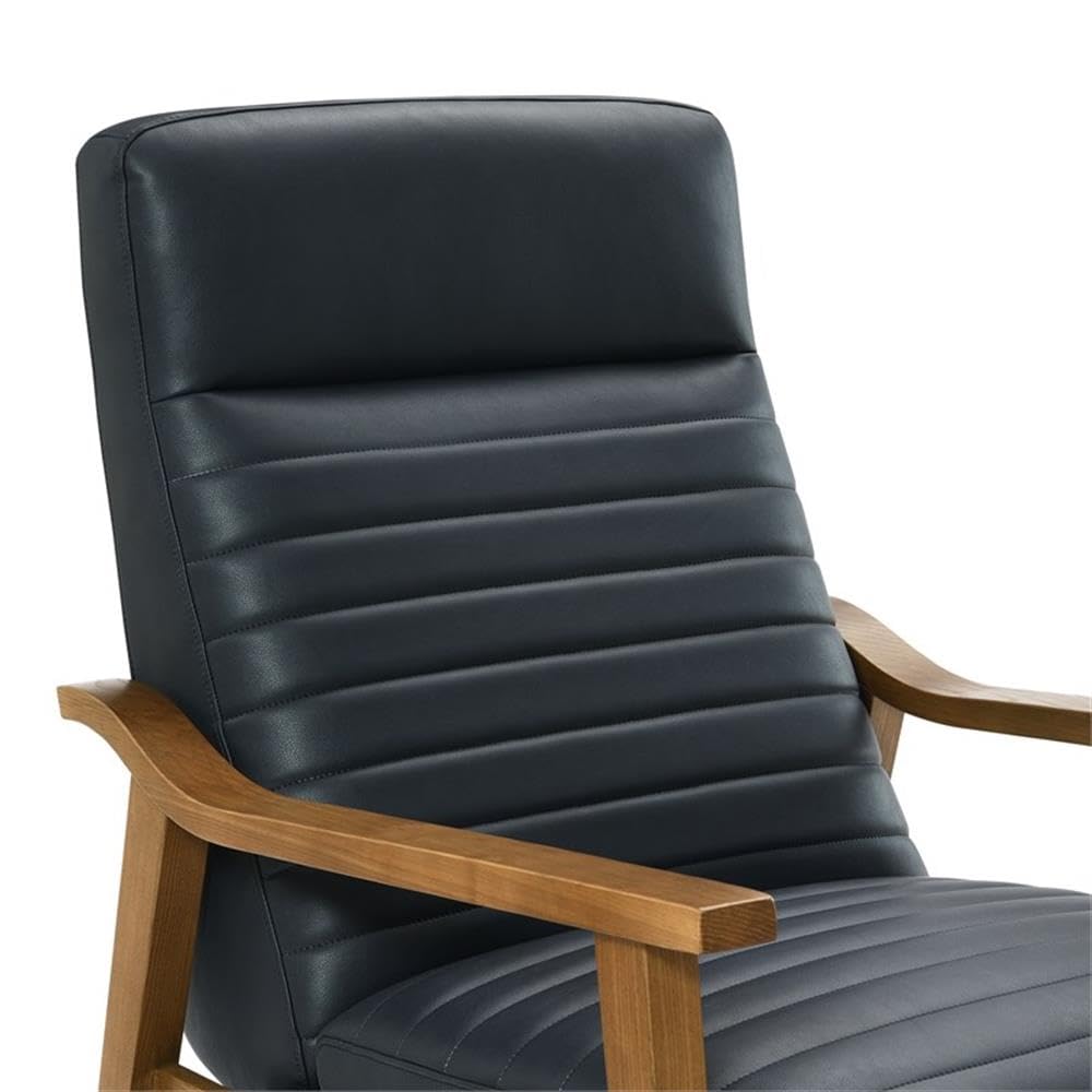 Comfort Pointe Arthur Midnight Blue Faux Leather Wood Arm Push Back Recliner Comfort Pointe
