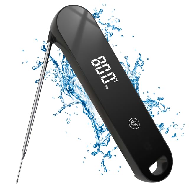 0.5 Second Instant Read Food Thermometer Professional Ultra Fast Meat Thermometer Digital Kitchen Thermometer for Cooking, Grill Thermometer, Waterproof IP67 BBQ Thermometer Famoos