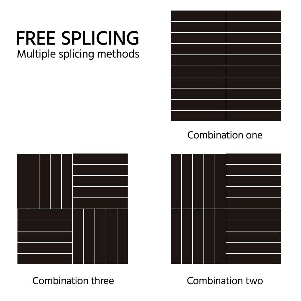 Topeakmart 27PCS Wood Flooring Tiles Interlocking Patio Deck Tiles Blocks Indoor Outdoor Solid Wood 12 x 12in Dark Brown Topeakmart