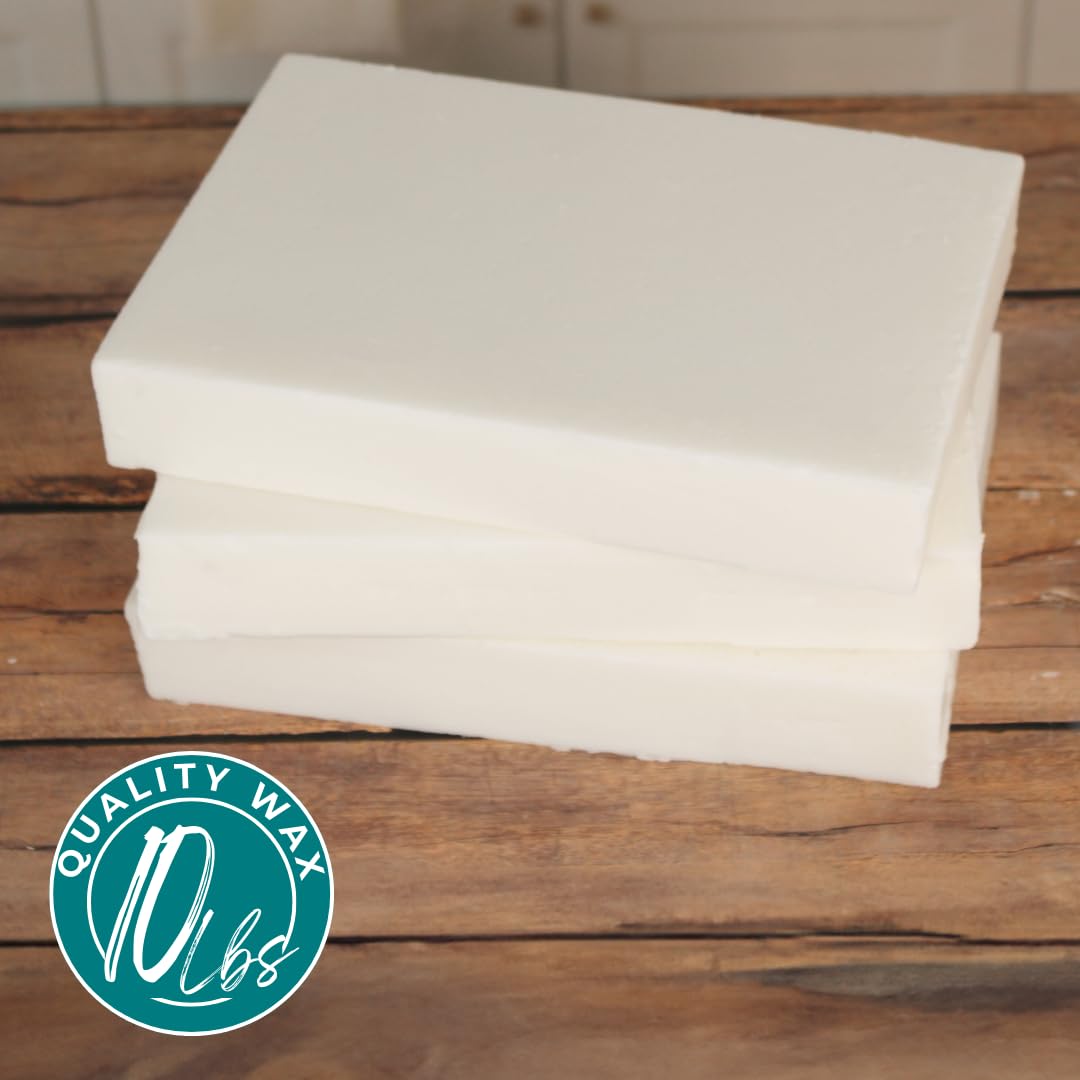Soy Wax for Candle Making | 10lb Soy Candle Wax Slab + 50 Inche pre-Waxed Wicks | Smooth Blend for High Load Fragrance Formulation |Candles Making Supplies Direct Candle Supply