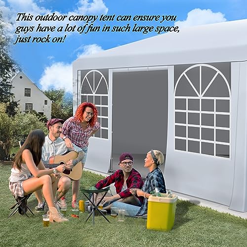 GARTOO 20' x 20' Canopy Party Tent & Carport - Heavy Duty Outdoor Wedding Gazebo with 4 Sand Bags, Event Shelter Canopy for Outdoor Event, Wedding, Birthday Party GARTOO