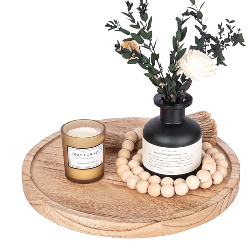 Wood Lazy Susan Organizer Kitchen Turntable for Cabinet Farmhouse Bathroom Decor Round Decorative Tray for Vanity, Counter, Sink, Coffee Table, 10 Inch, Brown zoocatia