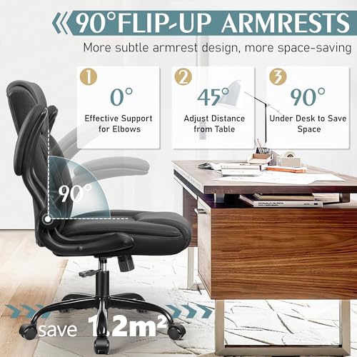 Leather Office Chair, PU Home Computer Desk Chairs with Ergonomic Back Support, 360°Swivel Free, Small Gaming Chair with Wheels and Adjustable Armrests, for Short People Use Brick Attic