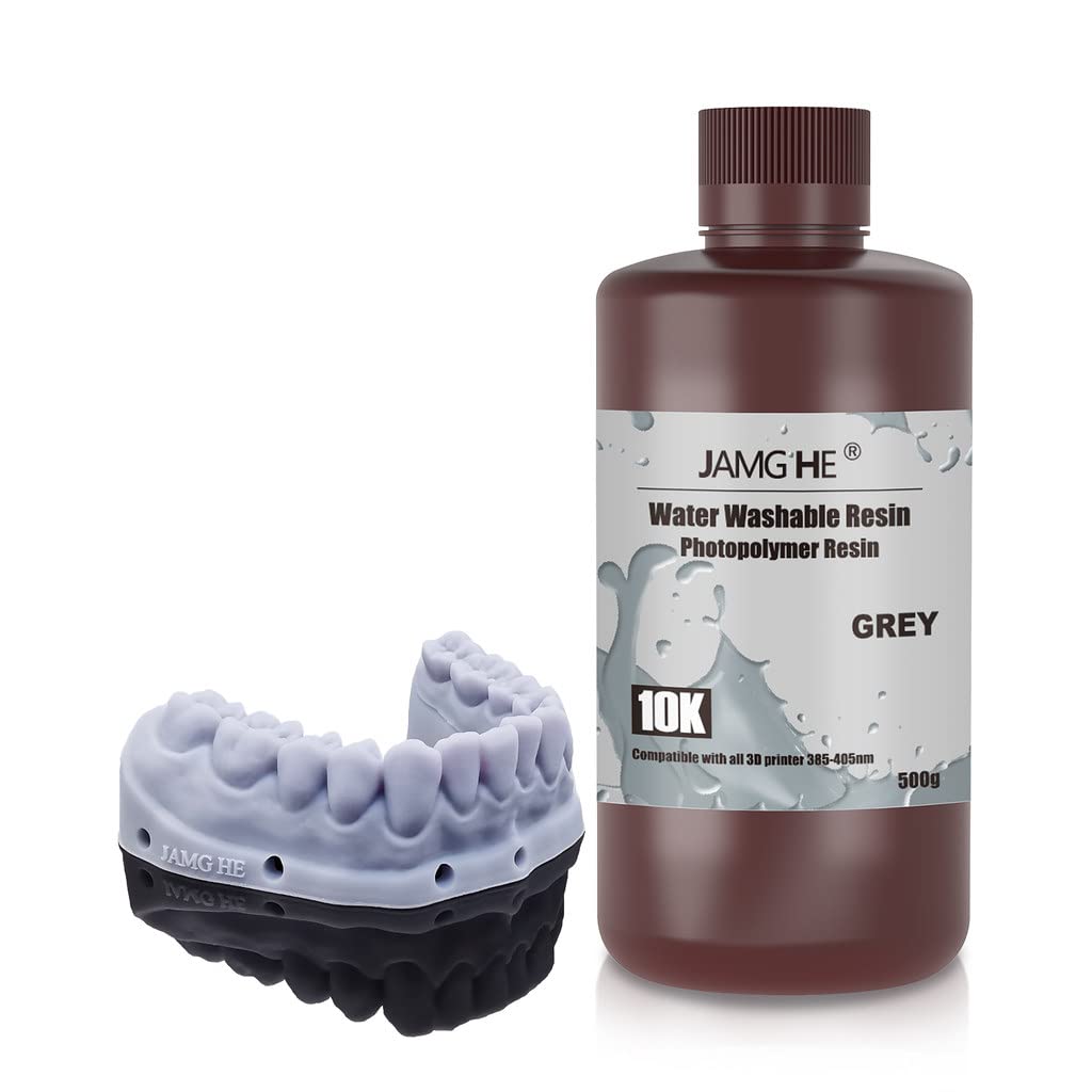 JAMG HE Rapid UV-Curing Resin 405nm, Dental Model Resin for Orthodontic Brace Water Washable with Lower Shrinkage & High Presicion Grey 500g JAMG HE