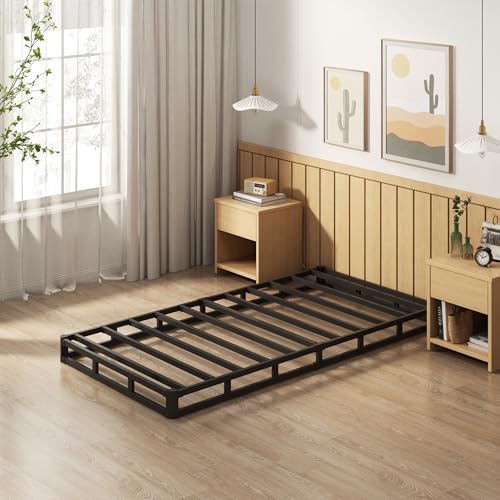 EMODA 5 Inch Twin Box Spring Bed Base, 1500 LBS Heavy Duty Metal Mattress Foundation with Fabric Cover, Easy Assembly EMODA