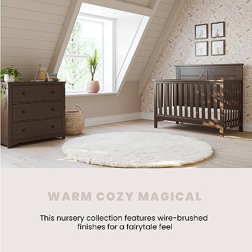 Child Craft Woodland 4-in-1 Convertible Crib, Baby Crib Converts to Day Bed, Toddler Bed and Full Size Bed, 3 Adjustable Mattress Positions, Non-Toxic, Baby Safe Finish (Brushed Truffle) Child Craft