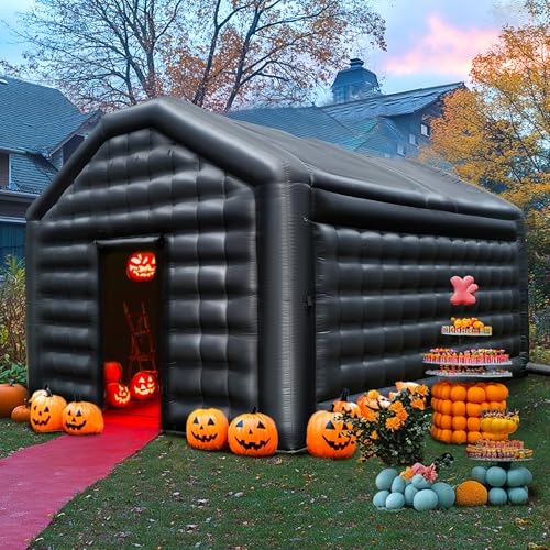 Small Black Inflatable Night Club 16.4x13x11.5Ft Disco Cube Gazebo Event House with Logo Area Portable Inflatable Party Tent for Birthday, School Events, Backyard Party, Rental Business OZIS