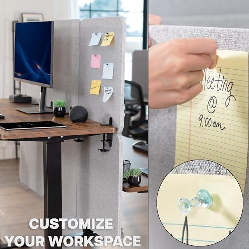 VIVO Clamp-on 59 x 46 inch Desk Privacy Panel, Sound Absorbing Cubicle Dividers, 3 Acoustic Partitions, Above and Below Desktop, Gray, PP-3-C060G VIVO
