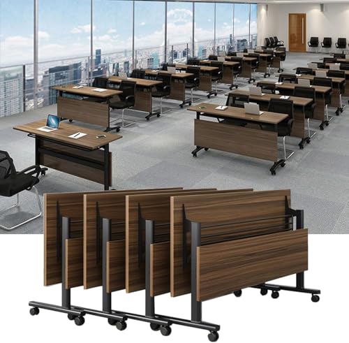 Folding Conference Table,Mobile Conference Room Tables Rolling Meeting Table with Caster Wheels,Flip Top Mobile Training Table,Foldable Rectangle Seminar Tables for Office,Classr (4pack, 55.1in) MSFDC