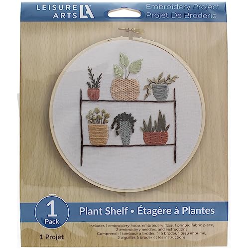 LEISURE ARTS Embroidery Kit 6" Plant Shelf - Embroidery Kit for Beginners and Adults, Cross Stitch Kits with Patterns, DIY Starter Set for Seasonal Craft Projects