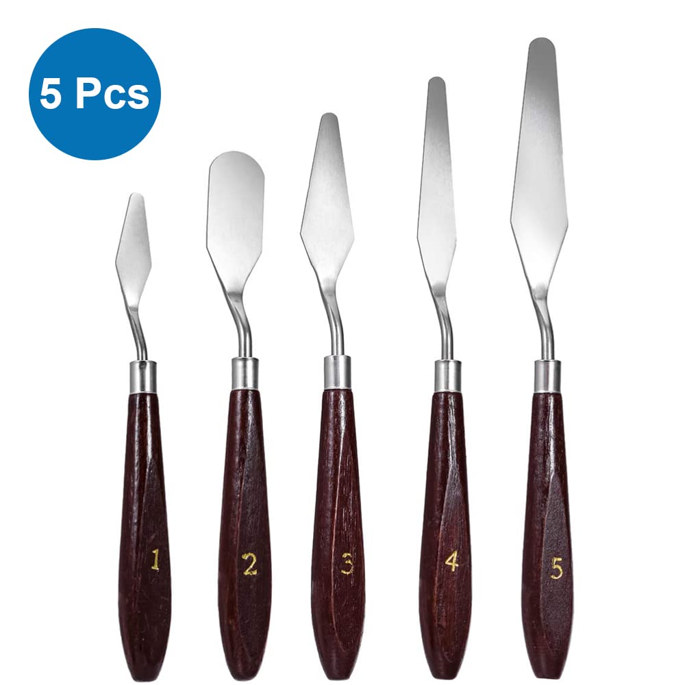 MMOBIEL 5Pcs 3D Printer Accessories 3D Print Removal Tool Shovel Tool Set, Stainless Steel 3D Printer Spatula Palette Knife with Sturdy Wooden Handle to Remove Models from 3D Printers MMOBIEL