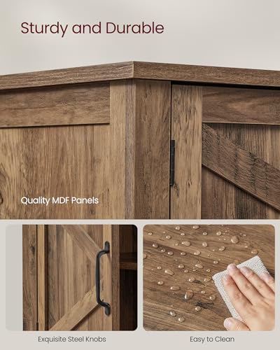 VASAGLE LIRY Collection - Shoe Cabinet, 3-Tier Storage Organizer, Shoe Shelf, Farmhouse Freestanding Cabinet, Height-Adjustable Shelf, 13.8 x 31.5 x 27.6 Inches, Honey Brown ULBC038B01 VASAGLE