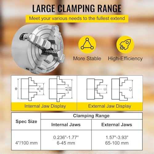 K72-100 4" Reversible Jaw Independent Chuck Lathe Scroll Chuck Lathe machine Tools Wood Turning Cast Iron AIKYKFL