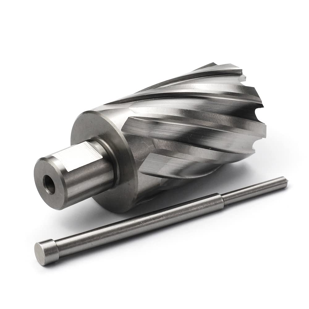 OSCARBIDE Annular Cutter 1-1/2 inch Cutting Diameter 2 inch Depth of Cut,3/4 inch Weldon Shank 2 Flat Mag Drill Bit with Pilot Pin for Magnetic Drill Press,1 Piece OSCARBIDE