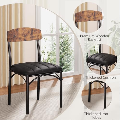 Round Dining Table Set for 4, Kitchen Table and Chairs for 4, Circle Table Round Pedestal Dining Room Dinner Dinette Table Set,5 Piece Space Saving Wood Kitchen & Dining Room Tables Set Furniture Jocoevol