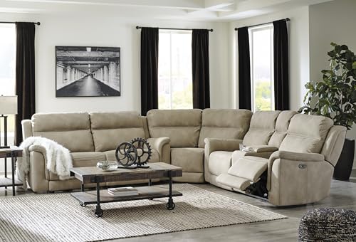 Signature Design by Ashley Next-Gen DuraPella Faux Leather Zero Wall Power Reclining Sofa with USB, Beige Sand Signature Design by Ashley