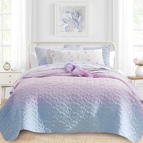 SCHNAUZER HOME Quilt Set Full Queen Size 3 Piece, Bailey Pattern Printed Bedding Coverlet Set, Lightweight Soft Reversible Bedspread Sets for All Season (1 Quilt & 2 Pillow Shams) SCHNAUZER HOME