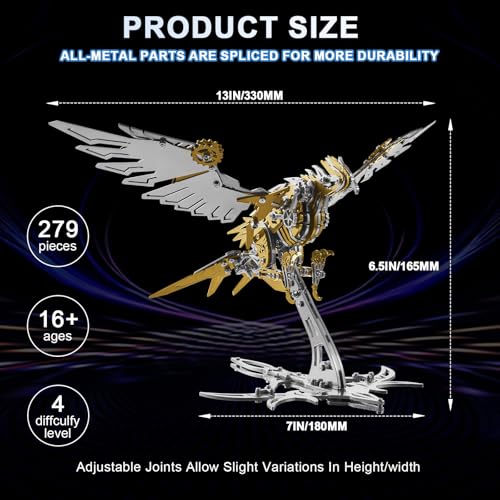 3D Metal Puzzles for Adults, 3D Metal Model Kits, 3D Puzzle Mechanical Eagle Models Kits for Men Teens and Students