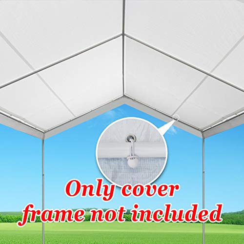 Strong Camel 10'x20' Carport Replacement Canopy Cover for Tent Top Garage Shelter Cover with Ball Bungees (Only Cover, Frame is not Included) Strong Camel