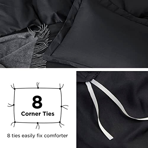 Bedsure Duvet Cover Twin/Twin XL Size - Soft Double Brushed Bedding Set for Kids & Adults, Zipper Closure, 2 Pieces, Includes 1 Duvet Cover (68"x90") & 1 Pillow Sham, NO Comforter, Black Bedsure