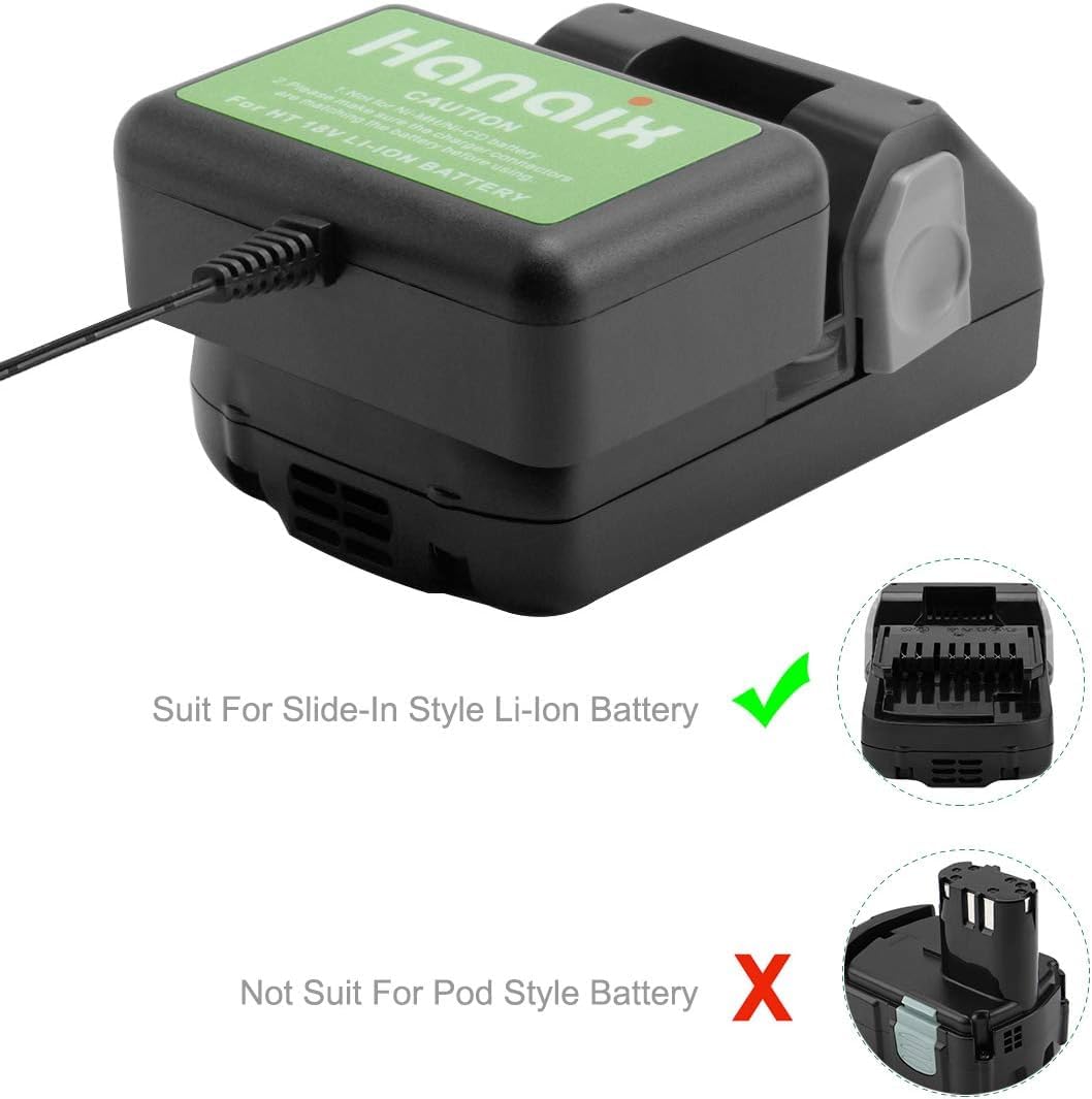Hanaix 3.0Ah 18V Battery and Charger Set for Hitachi BSL1815X BSL1815S BSL1830 BSL1830C 330139 330557 339782 Li-ion Replacement Battery Hanaix